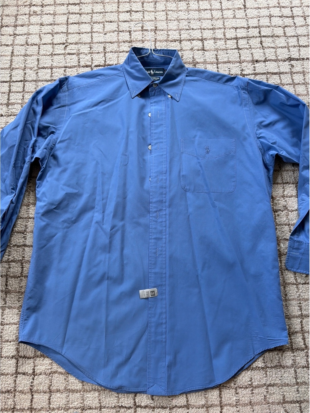 Vintage Men’s Ralph Lauren Big Buttondown Hong Kong Blue Streetwear Preppy 90s S
